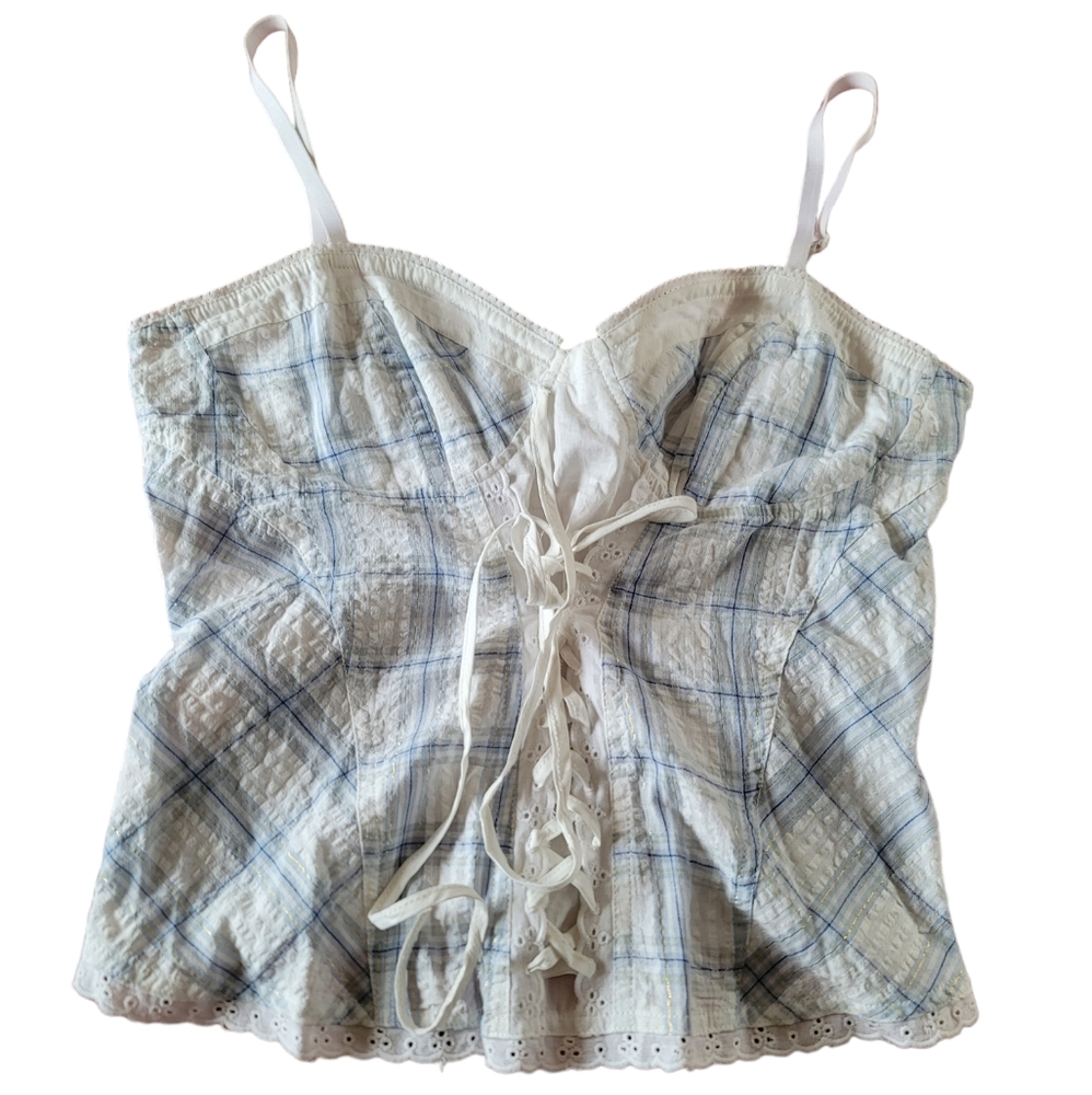 Cotton Plaid Spaghetti Strap Top